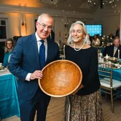 David Brooks and Rose Styron pose with award.