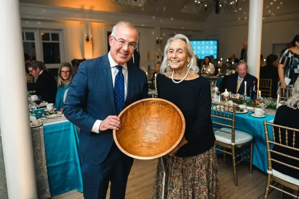 David Brooks and Rose Styron pose with award.