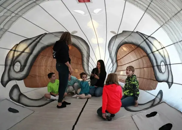 Students inside whale february vacation