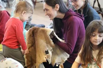 Mother child fur february vacation