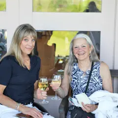 Patio reception guests wine