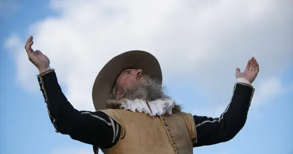 Male pilgrim prayer sky