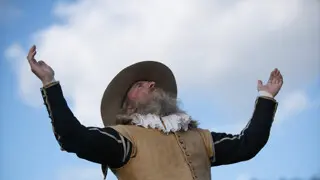 Male pilgrim prayer sky