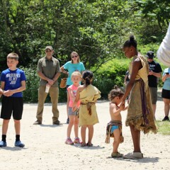 Children participate in Wampanoag dance on the Historic Patuxet Homesite