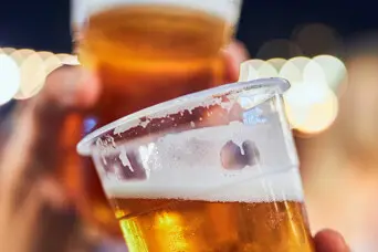 Beer pints outside night