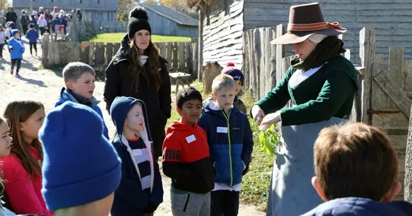 English village students pilgrims harvest produce