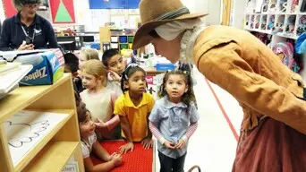 Pilgrim classroom visit students school