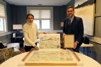 Tom begley karen rinaldo unveil commissioned art