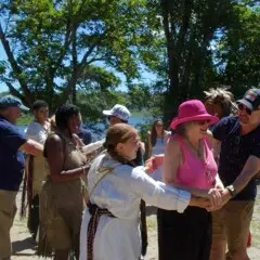 Guests participate in Wampanoag dance