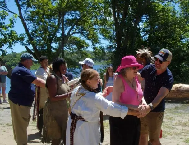 Guests participate in Wampanoag dance