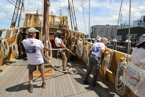 Day sail mayflower boston crew docking working lines