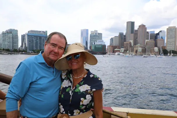 Donor couple day sail boston mayflower skyline