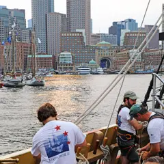 Sail boston 2026 sunset sail boston crew working lines city skyline