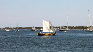 Fuller shallop sailing harbor nantucket