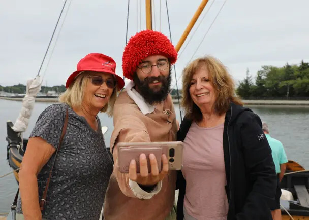 Shallop dartmouth wharf crew public selfie