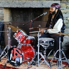 The Groovalottos drummer plays at Plimoth Patuxet.