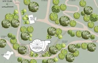 Site plan with indigenous building