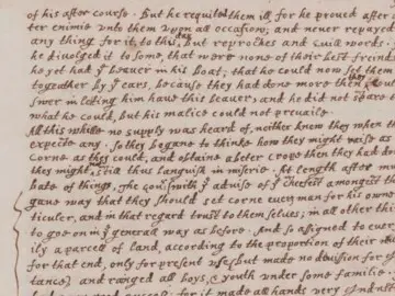 Page from Of Plymouth Plantation written by William Bradford