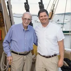 Party guests aboard Mayflower II.